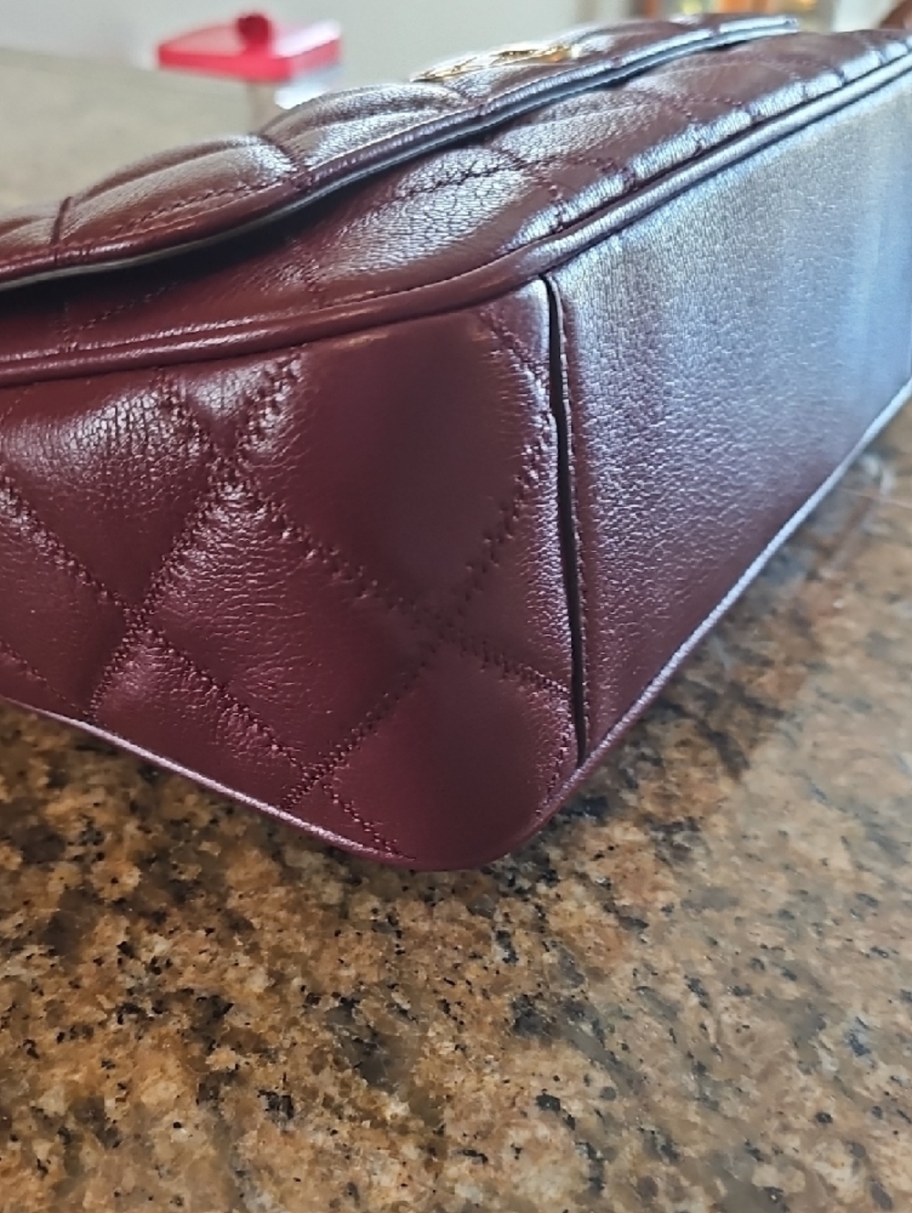 Tory Burch Quilted Willa Leather Shoulder Bag - Wine/claret with Gold Hardware - Picture 10 of 15